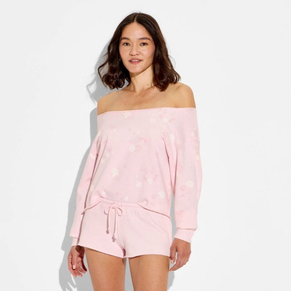 Wild Fable - Women's Off the Shoulder Pullover Sweatshirt - Wil Pink - Picture 2 of 3